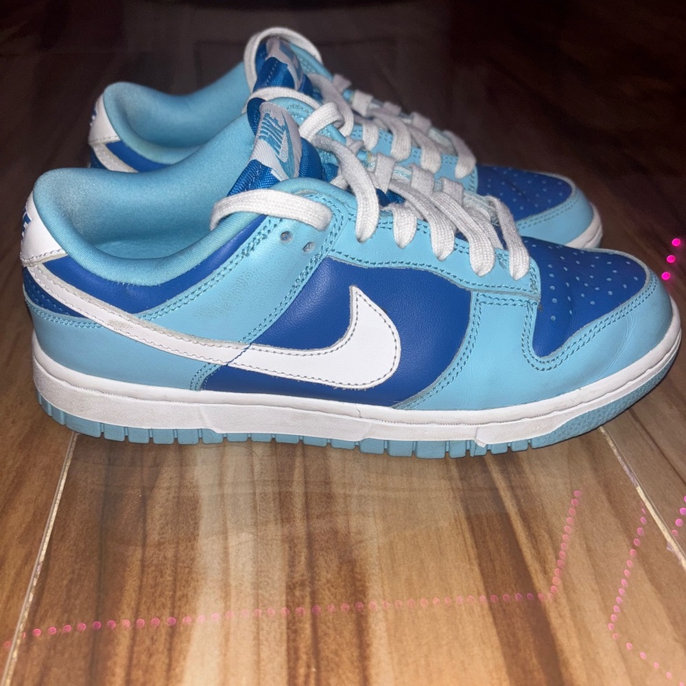 Nike Blue and White Sneakers Classic Dunk Low Design